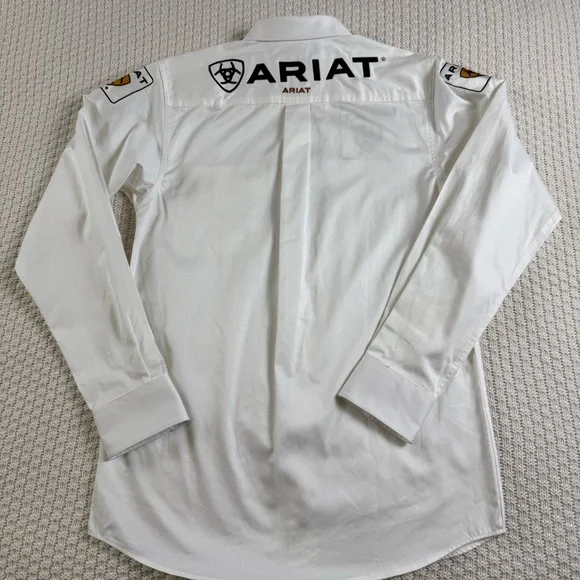 NEW Ariat Men's White Button Down Shirt w Logo Accents DISCONTINUED MODEL Sz S - Picture 9 of 16